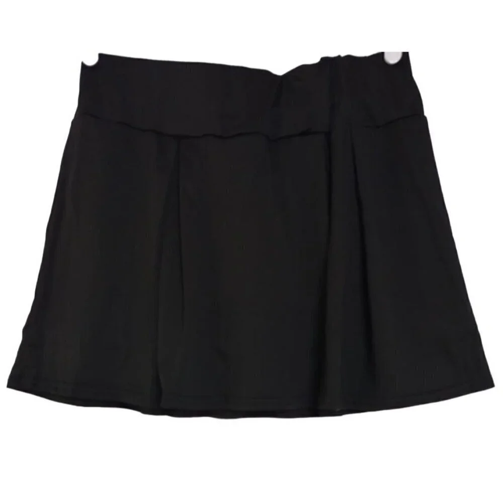 Black 3XL Skater Skirt With Built-In Shorts Elastic Waist, For Girls.